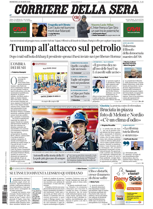 Prima pagina Corriere della Sera di oggi - Quotidiano nazionale