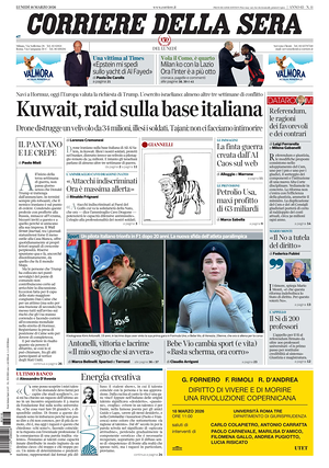 Prima pagina Corriere della Sera di oggi - Quotidiano nazionale