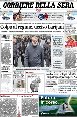 Corriere della Sera prima pagina
