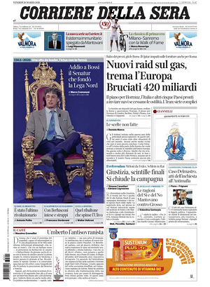 Prima pagina Corriere della Sera di oggi - Quotidiano nazionale