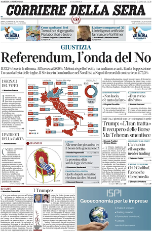 Corriere della Sera prima pagina