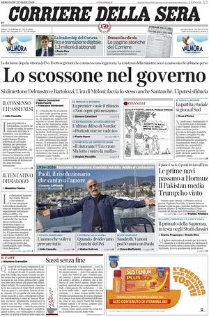 Corriere della Sera prima pagina