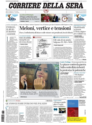 Prima pagina Corriere della Sera di oggi - Quotidiano nazionale