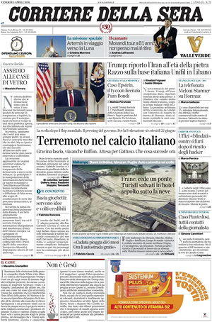 Corriere della Sera prima pagina
