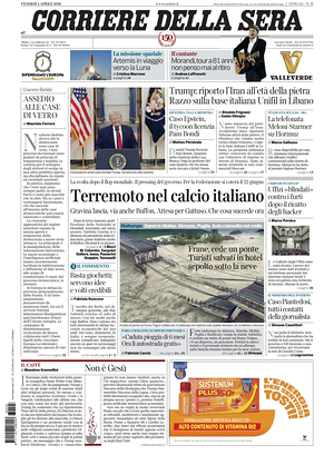 Prima pagina Corriere della Sera di oggi - Quotidiano nazionale