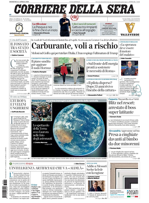 Prima pagina Corriere della Sera di oggi - Quotidiano nazionale