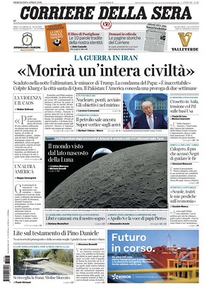 Prima pagina Corriere della Sera di oggi - Quotidiano nazionale