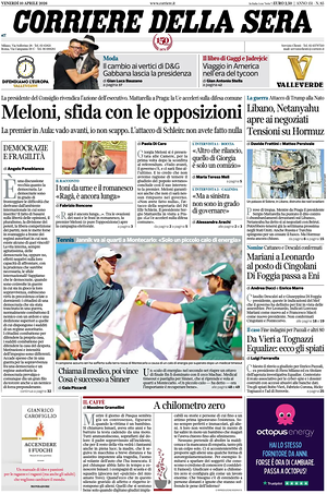 Corriere della Sera prima pagina