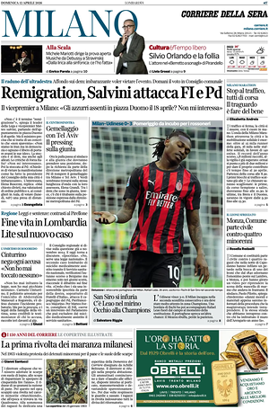 Corriere della Sera prima pagina