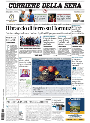 Prima pagina Corriere della Sera di oggi - Quotidiano nazionale