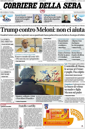 Corriere della Sera prima pagina