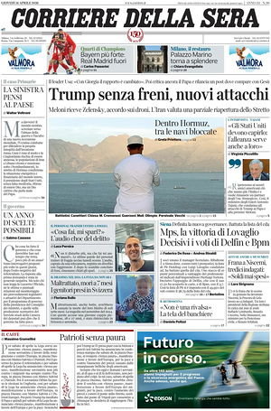 Prima pagina Corriere della Sera di oggi - Quotidiano nazionale