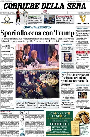 Corriere della Sera prima pagina