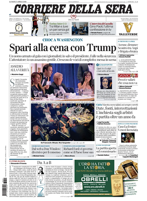 Prima pagina Corriere della Sera di oggi - Quotidiano nazionale