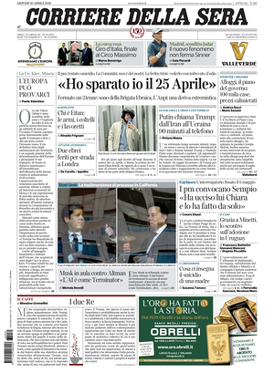 Prima pagina Corriere della Sera di oggi - Quotidiano nazionale