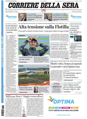 Prima pagina Corriere della Sera di oggi - Quotidiano nazionale
