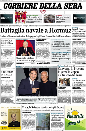 Corriere della Sera prima pagina