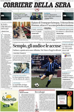 Corriere della Sera prima pagina