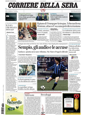 Prima pagina Corriere della Sera di oggi - Quotidiano nazionale