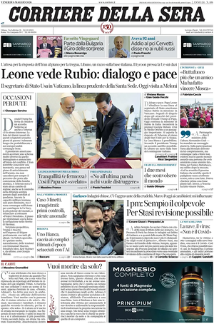 Corriere della Sera prima pagina