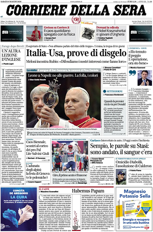 Corriere della Sera prima pagina