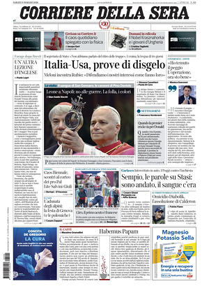 Prima pagina Corriere della Sera di oggi - Quotidiano nazionale