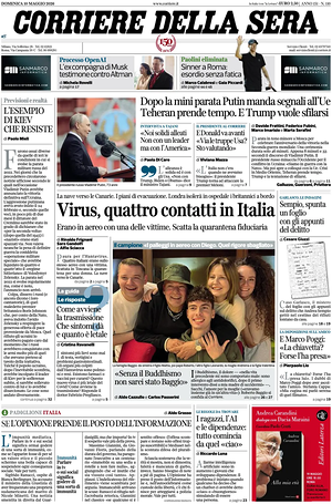 Corriere della Sera prima pagina