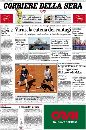 Corriere della Sera prima pagina