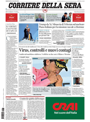Prima pagina Corriere della Sera di oggi - Quotidiano nazionale