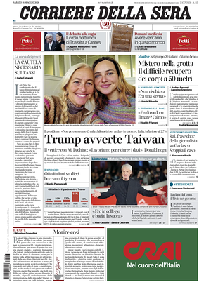 Prima pagina Corriere della Sera di oggi - Quotidiano nazionale