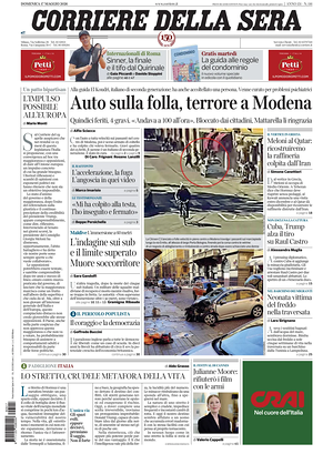 Corriere della Sera prima pagina