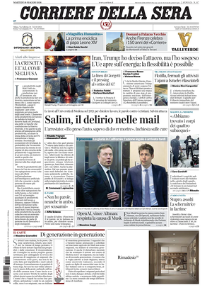 Corriere della Sera prima pagina