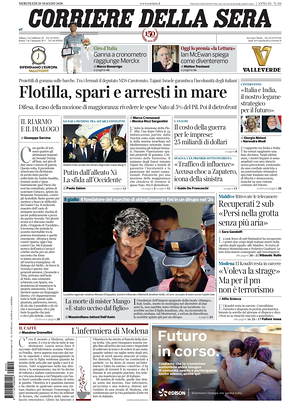 Prima pagina Corriere della Sera di oggi - Quotidiano nazionale