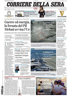 Prima pagina Corriere della Sera di oggi - Quotidiano nazionale