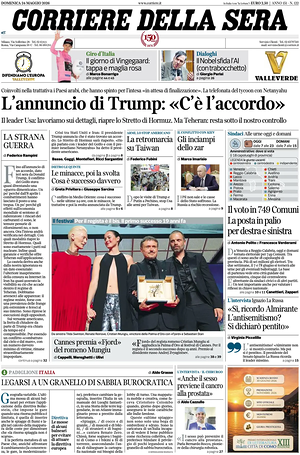 Corriere della Sera prima pagina