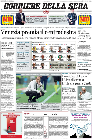 Corriere della Sera prima pagina