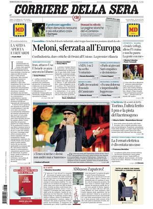 Prima pagina Corriere della Sera di oggi - Quotidiano nazionale