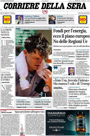 Corriere della Sera prima pagina
