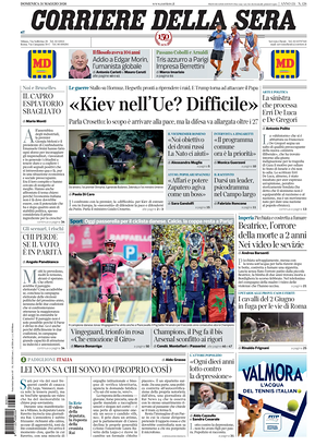 Corriere della Sera front page