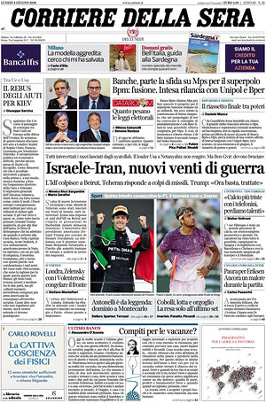 Corriere della Sera prima pagina