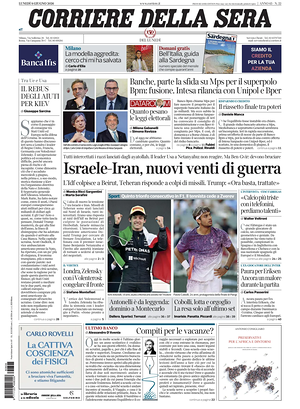 Prima pagina Corriere della Sera di oggi - Quotidiano nazionale