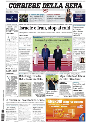 Corriere della Sera prima pagina