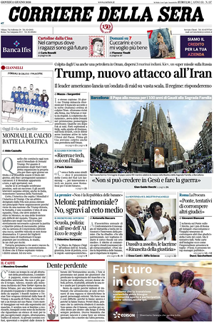 Corriere della Sera prima pagina