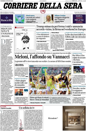Corriere della Sera prima pagina
