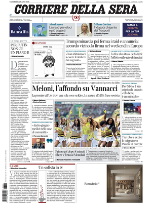 Prima pagina Corriere della Sera di oggi - Quotidiano nazionale