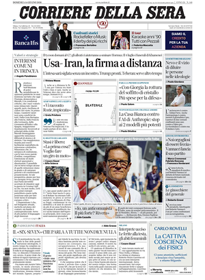Prima pagina Corriere della Sera di oggi - Quotidiano nazionale