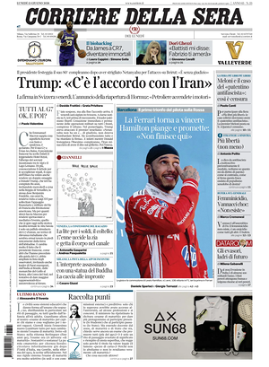 Prima pagina Corriere della Sera di oggi - Quotidiano nazionale