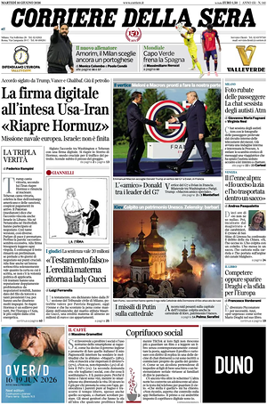 Corriere della Sera prima pagina