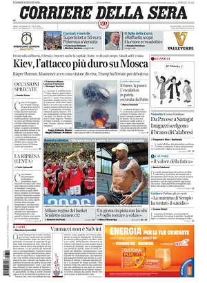 Prima pagina Corriere della Sera di oggi - Quotidiano nazionale
