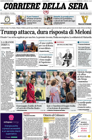 Corriere della Sera prima pagina